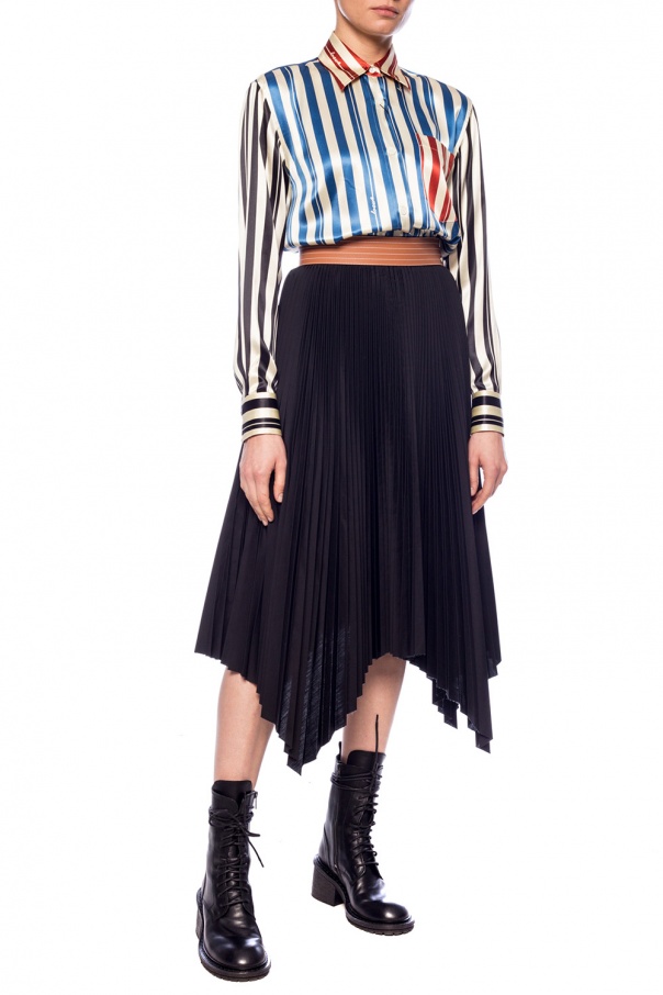 Black Pleated skirt with belt Loewe - SchaferandweinerShops Bermuda - woven  bag strap loewe accessories oak dark gold